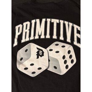 Vtg Y2K Primitive Skateboarding Black T Shirt Dice Back Graphic Cotton Sz Small